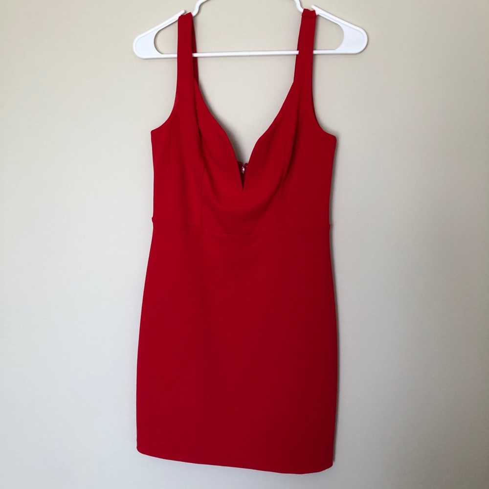 Red Mini Dress Deep V neck Express